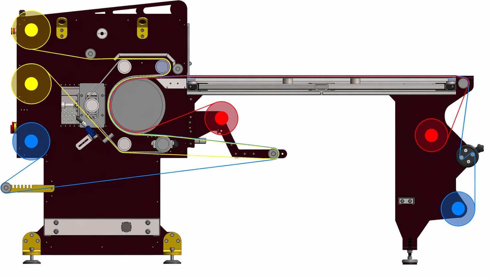 Roll flow: protection paper, digital transfer paper and fabric